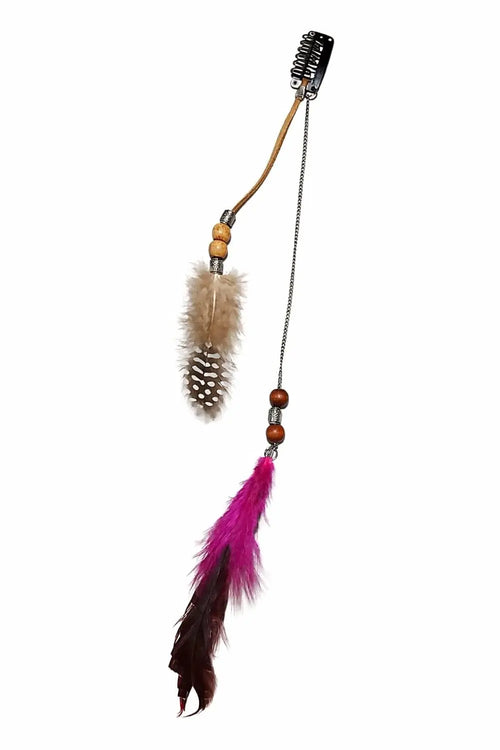 Boho Feather Hair Clip with Beads Ona Jwelix