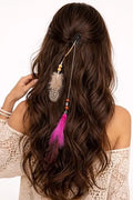 Boho Feather Hair Clip with Beads Ona Jwelix