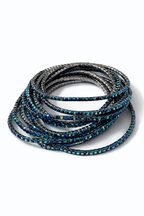 Ona Jwelix Bluish Exo Bracelet blue beaded stretch bracelet for women