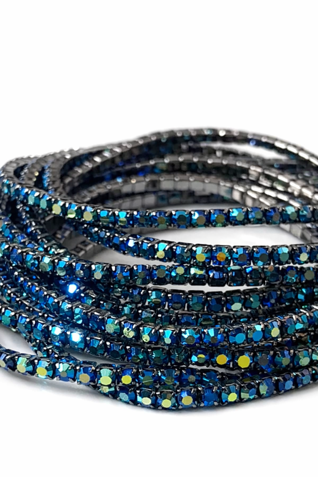 Ona Jwelix Bluish Exo Bracelet close up cool blue bead bracelet artificial jewellery India