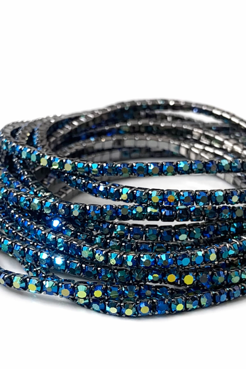 Ona Jwelix Bluish Exo Bracelet close up cool blue bead bracelet artificial jewellery India
