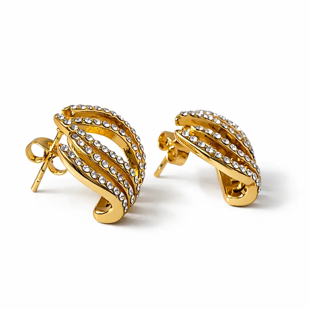 Ona Jwelix Forbi Xi Earring side view modern gold fashion earring India