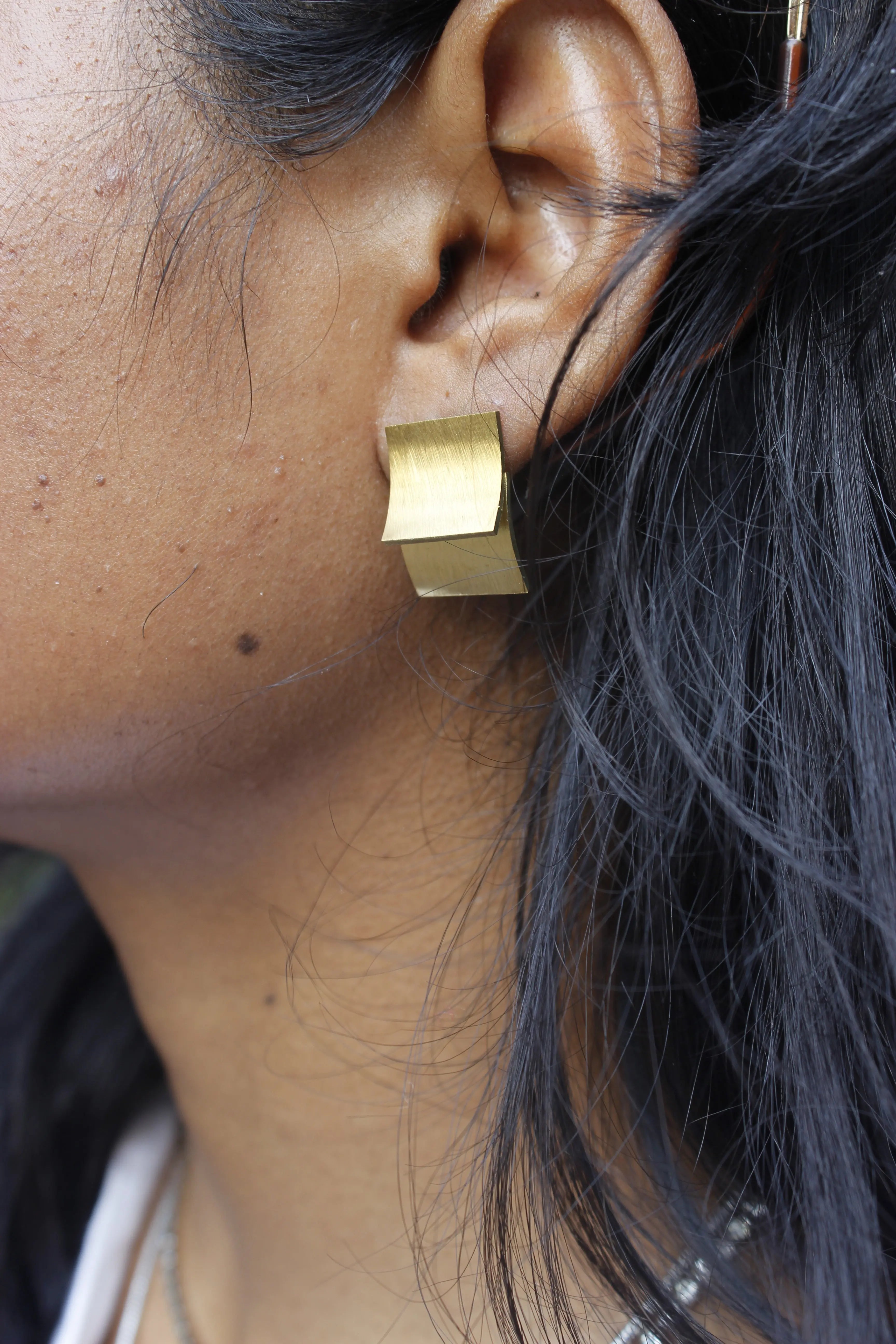Ona Jwelix Shed Hawk Stud real photo worn view gold earring artificial jewellery India