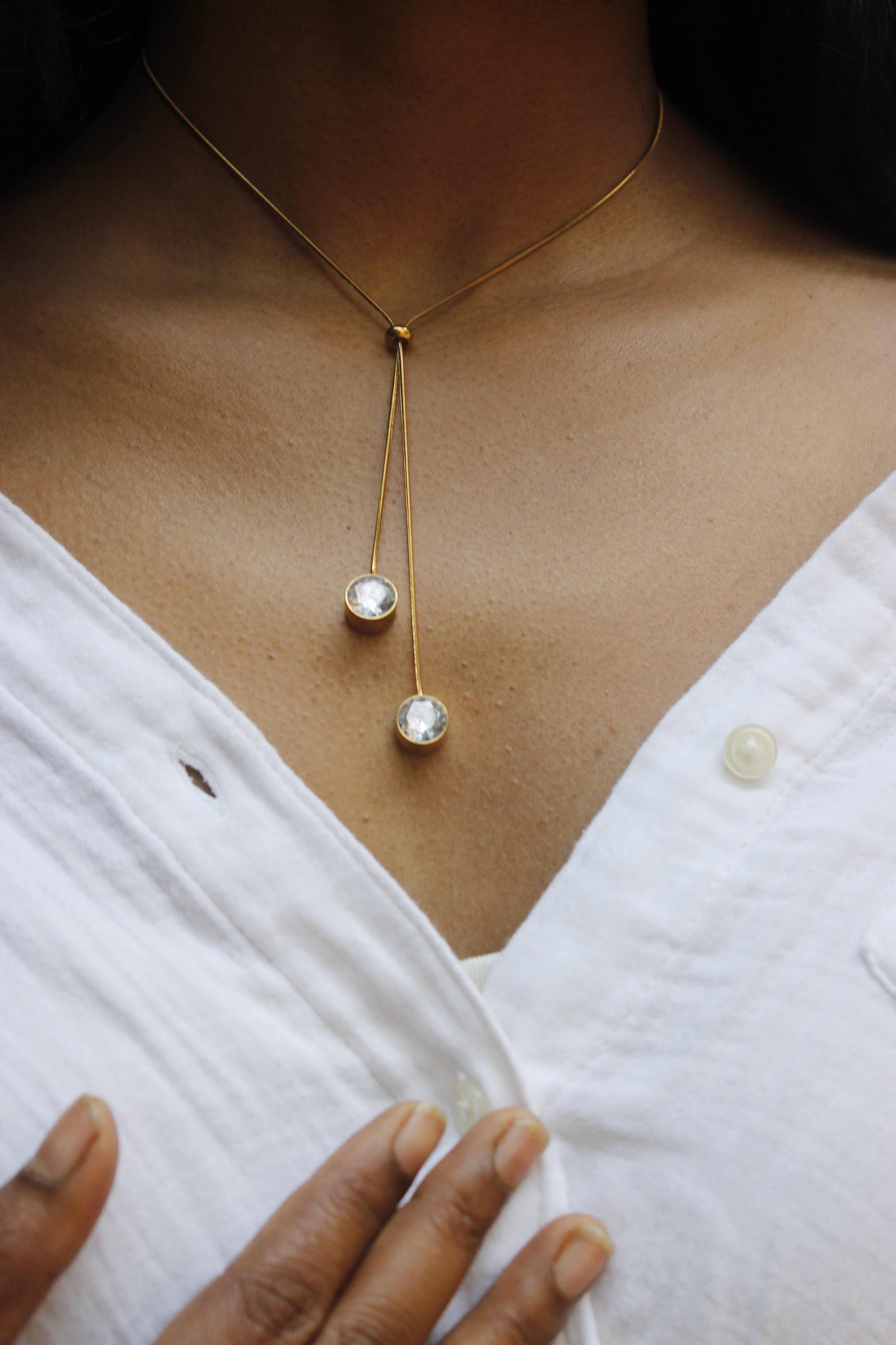 Ona Jwelix Tupi Pine Necklace close up botanical boho necklace artificial jewellery India